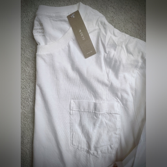 NWT J. Crew Broken-In Long Sleeve T-Shirt w/ Chest Pocket, White, Large-Tall - Picture 4 of 9